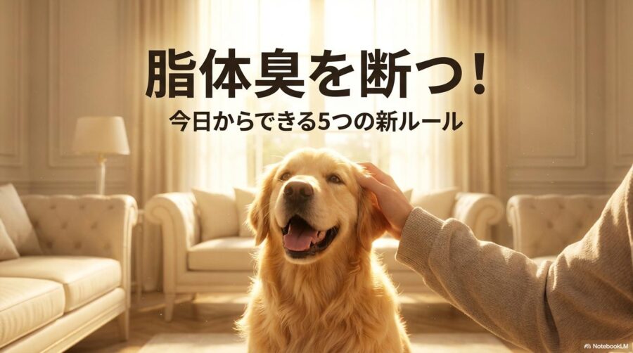 明るいリビングで飼い主と触れ合う毛並みの綺麗なゴールデンレトリバー。この記事のテーマである「ゴールデン レトリバー 臭い」を解決する新ルールを象徴する一枚。