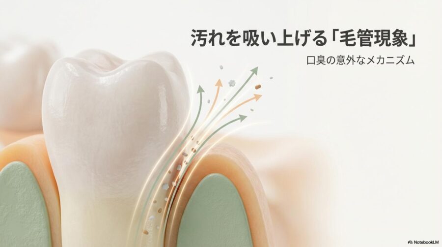 毛管現象の仕組みをイメージしたトイプードルの図解。この記事のテーマである「トイプードル 口 臭い」を引き起こす物理的な汚れの吸い上げを象徴する一枚。