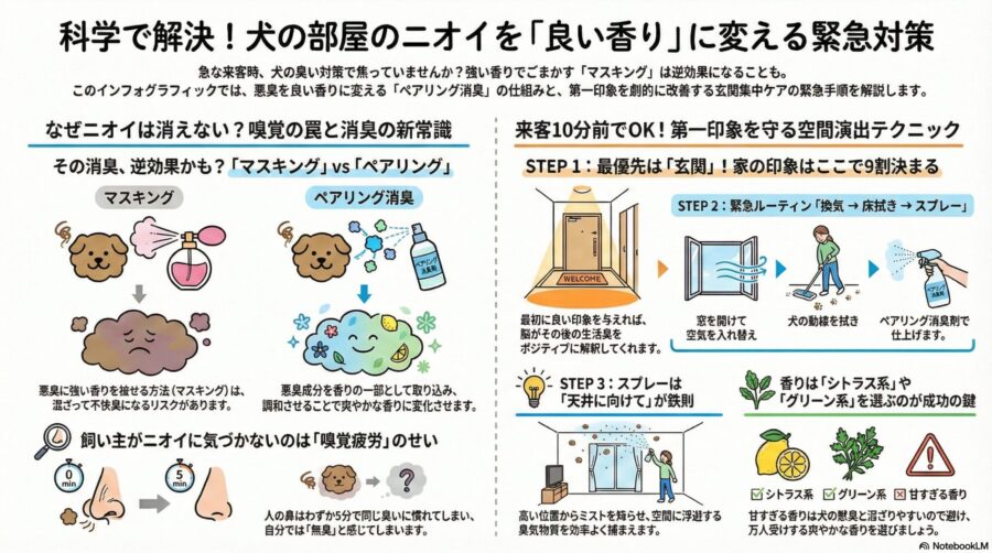 図解『犬の部屋の臭いを今すぐ消す技！来客に効くペアリング消臭の科学』