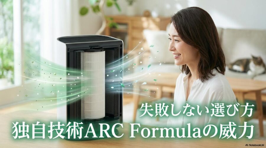 レボイト空気清浄機の脱臭技術を解説するフォトリアルな画像。この記事のテーマである「レボイト 空気清浄機 比較 ペット」における技術的根拠と安心感を表現した一枚。