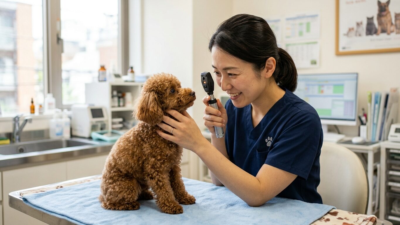 トイプードルとPontely遺伝子検査キットのイメージ