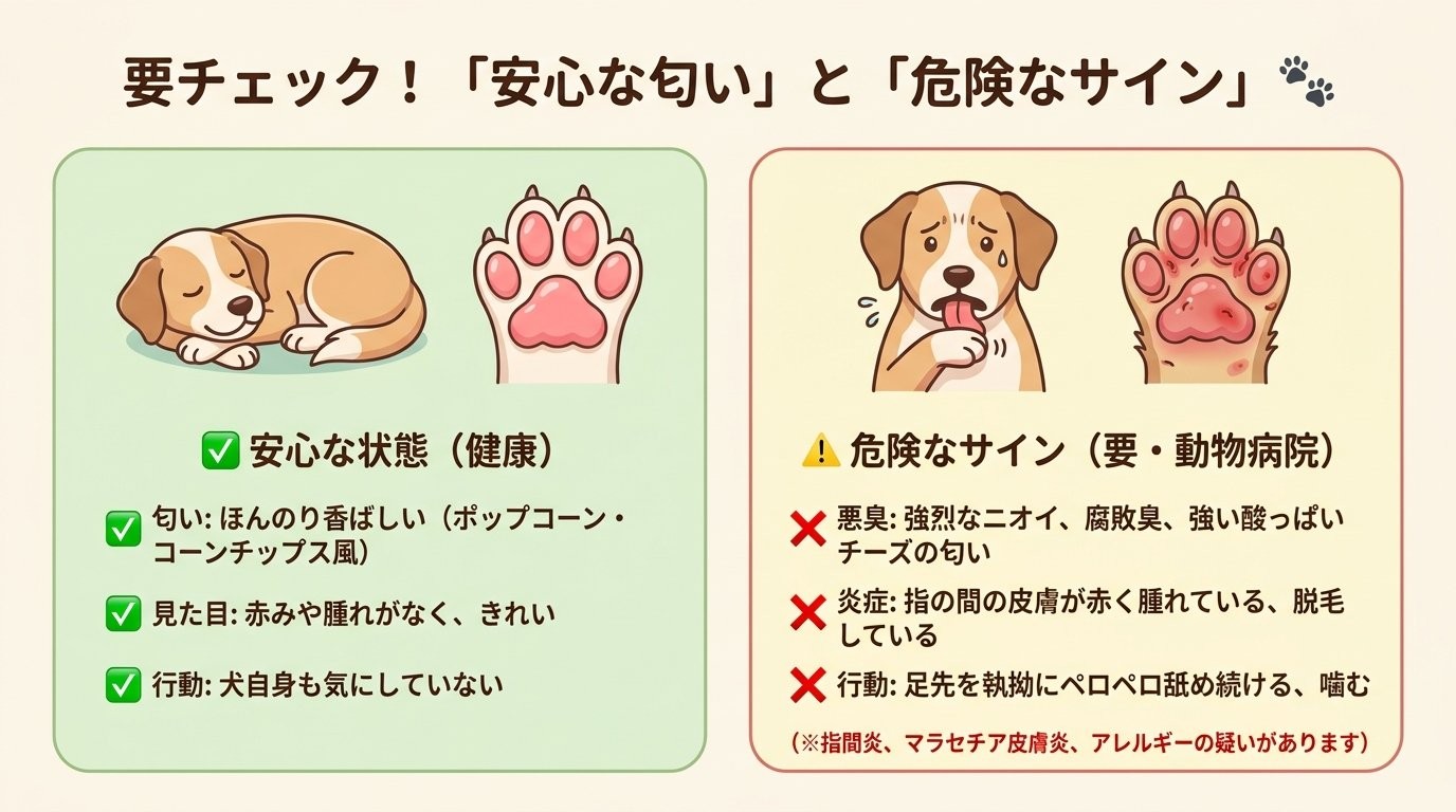 犬の足裏の安心な匂いと危険なサイン見分けチェック