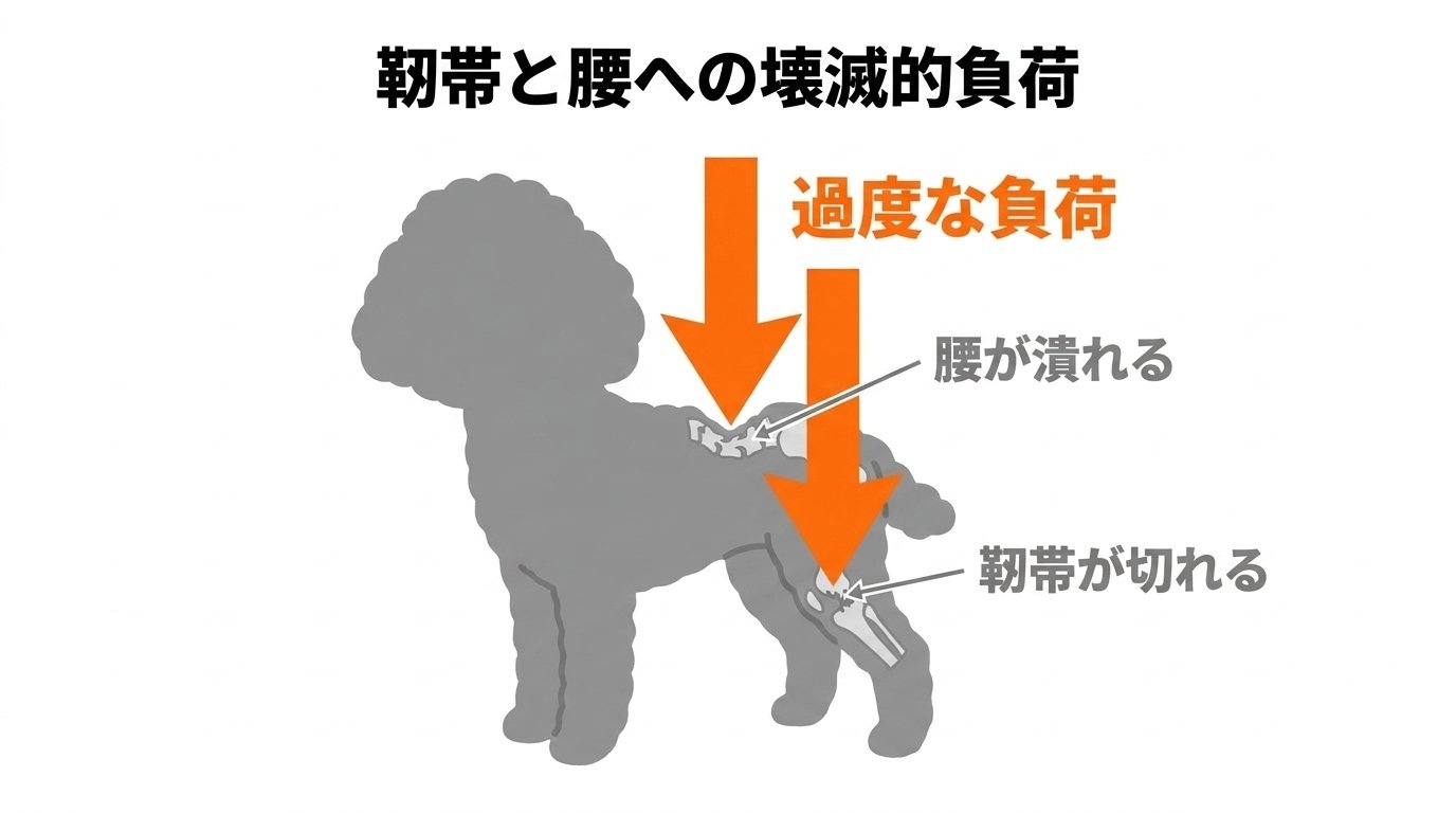 二足歩行時の前十字靭帯断裂と腰椎椎間板ヘルニアの力学的リスク