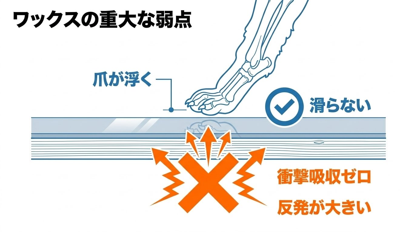 フロアワックスの重大な弱点（クッション性ゼロと跳ね返り衝撃）