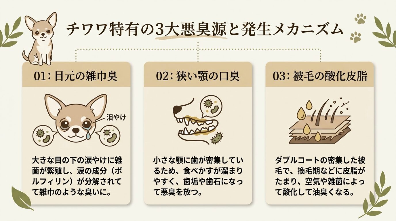 チワワ特有の3大悪臭源と発生メカニズム