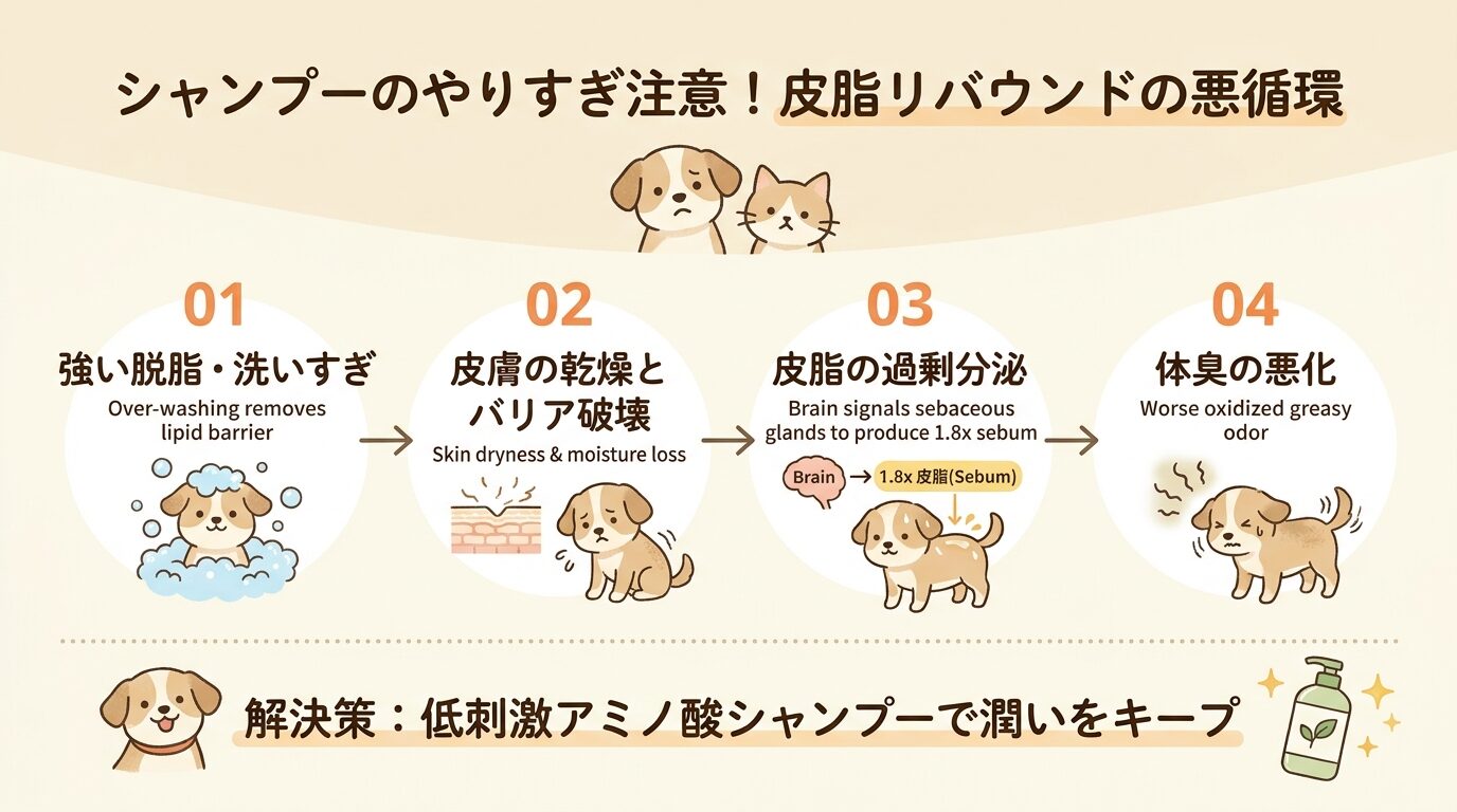 シャンプーのやりすぎ注意！皮脂リバウンドの悪循環