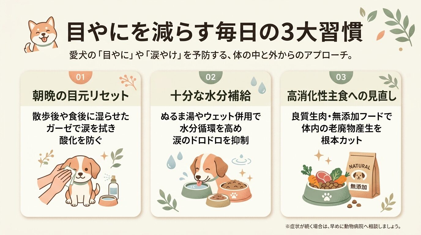目やにを減らす毎日の3大習慣