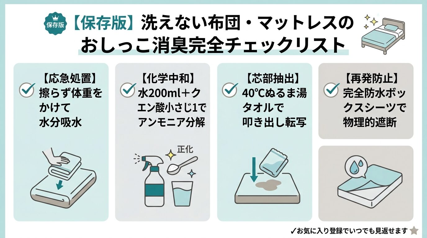 洗えない布団・マットレスのおしっこ消臭完全チェックリスト