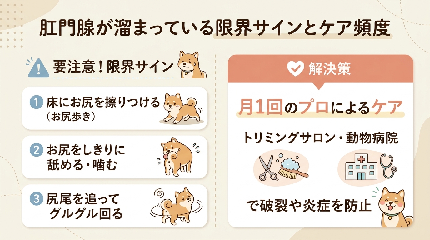 肛門腺が溜まっている限界サインとケア頻度