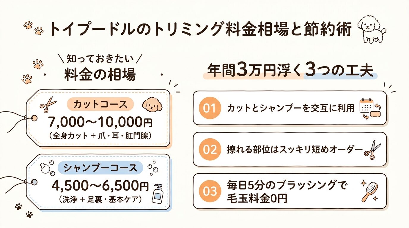 トイプードルのトリミング料金相場(カット・シャンプー)と年間3万円浮く3つの節約術
